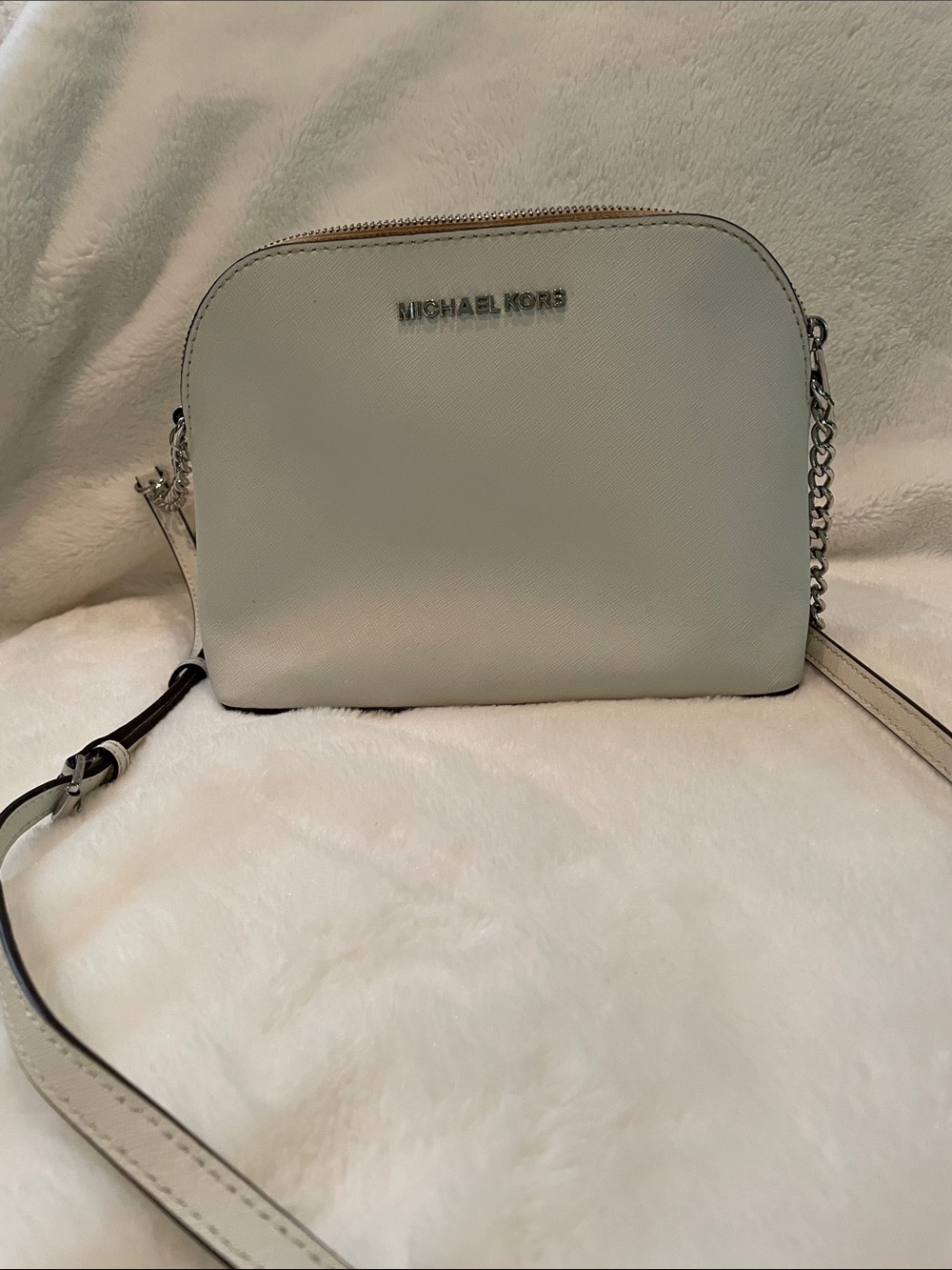 Michael Kors Cream Saffiano Leather Dome Crossbody